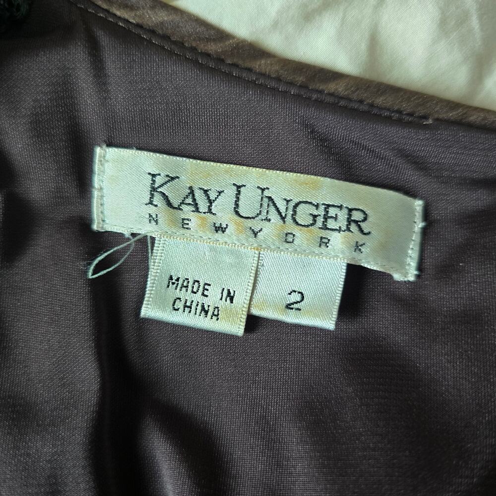 Vintage Kay Unger New York Pink Chevron Knit Midi Dress Size 2 Retro Y2K - Picture 6 of 9
